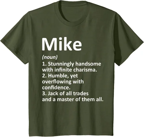 Vista 15 de MIKE Definition - Camiseta divertida para regalo de cumpleaños con nombre personalizado, Negro, S