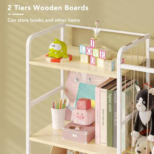 Vista 6 de BBLIKE Almacenamiento de Animales de Peluche - Red de Animales de Peluche con Estantería para Niños y Organizador de Juguetes, Estantería Blanca