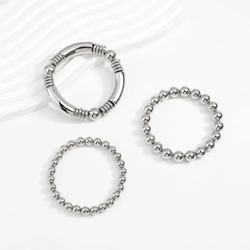 Vista 7 de Brazalete de oro para mujer, grueso, curvado, apilable, chapado en abalorios, pulseras elásticas