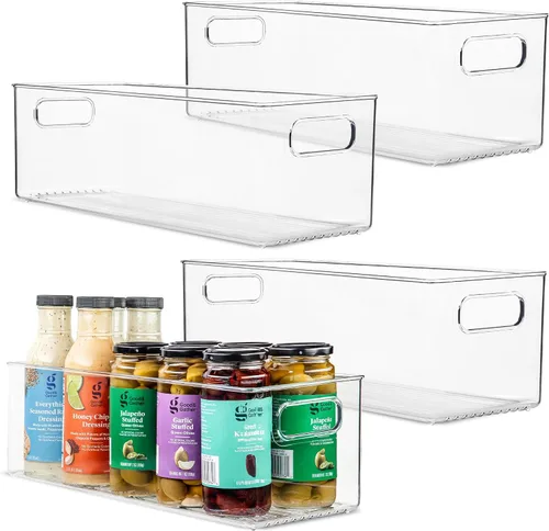 Vista 28 de Contenedor de plástico transparente para almacenamiento de alimentos con asas para organizar cocina, despensa, refrigerador, congelador, despensa