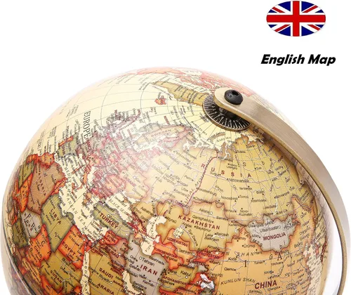 Vista 3 de Globo Antiguo Diámetro 5.5 pulgadas / 14cm - Educativo/Geográfico - Mapa en Inglés