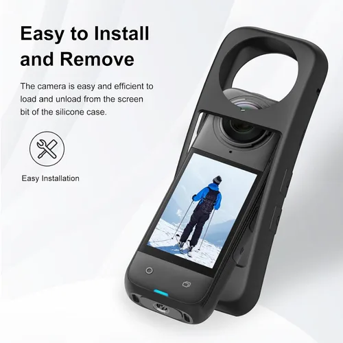 Vista 7 de PULUZ Funda protectora de silicona para Insta360 X4 con tapa de lente, cubierta protectora suave para la cámara y protector de lente estándar