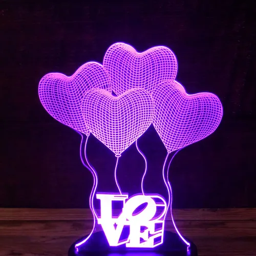 Vista 4 de Globo de amor romántico 3D acrílico para base de lámpara LED (solo acrílico. Base LED se vende por separado)