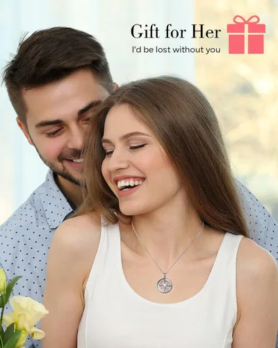 Vista 2 de S925 Necklace Gift for Wife Compass Jewelry Women Anniversary Sterling Silver Girlfriend Birthday Gifts for Her Valentines I'd be Lost without You