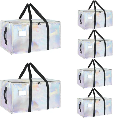 Vista 14 de Paquete de 4 bolsas de mudanza extra grandes y resistentes, bolsas de almacenamiento impermeables con asas y cremalleras, plegables para dormitorio