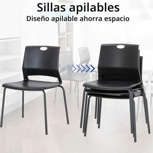Vista 4 de Juego de 4 sillas apilables de plástico para recepción y invitados