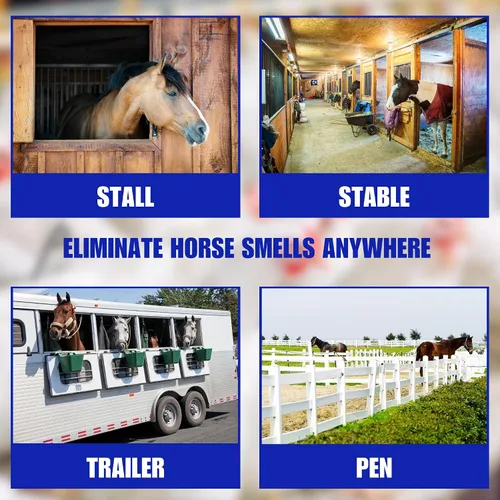 Vista 6 de SMELLEZE Refrescante natural para puestos de caballo y eliminador de olores: gránulos de 2 libras. Elimina el olor de la orina y las heces. Mantiene