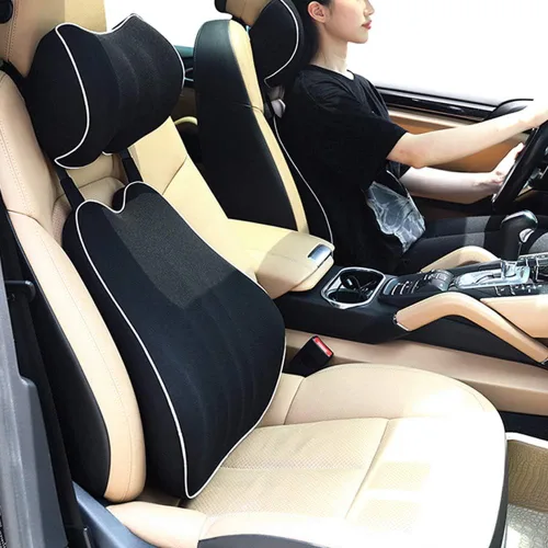 Vista 4 de Soporte lumbar de coche cojín de espuma viscoelástica con alivio del dolor de espalda para Ceed/GT/SW/PRO Cerato Venga Carens Soul 1 unids negro