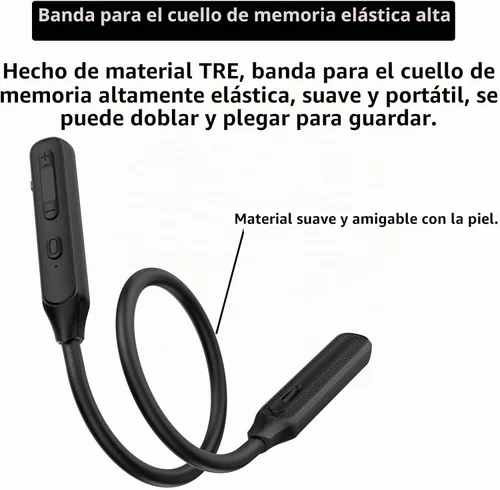 Vista 5 de Auriculares inalámbricos Bluetooth para el cuello, V5.2 con micrófono, banda para el cuello, auriculares Bluetooth, 35 horas de tiempo