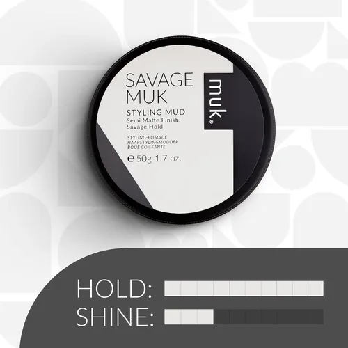 Vista 4 de MUK. Haircare Savage - Lodo semimate para peinar, producto para el cabello, pasta para el cabello para hombres, fijación fuerte, bajo brillo, 1.76