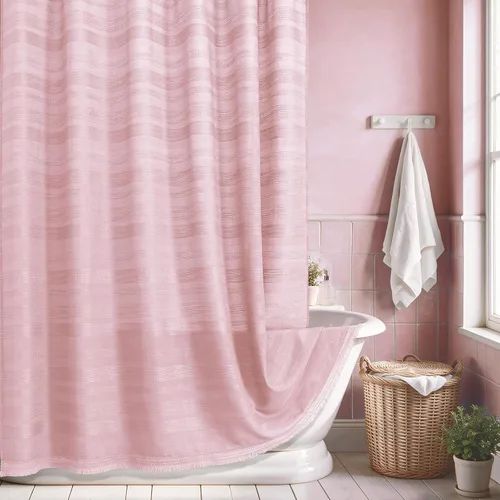 Vista 15 de Cortina de Ducha Pequeña para Cabina Estilo Boho Granja con Borla, Conjunto de Cortina de Ducha de Baño de Lino Bohemio Francés Rústico Elegante