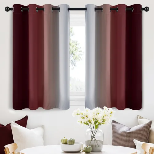 Vista 237 de SimpleHome Cortinas degradadas degradadas para oscurecer la habitación de 36 pulgadas de largo para dormitorio, con ojales y bloqueo de luz Negro