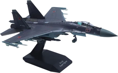 Vista 2 de SU-35 Avión de ataque Metal Fighter Modelo militar 1/100 Modelo de avión fundido a troquel
