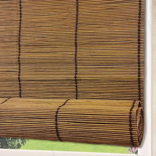 Vista 2 de Persianas enrollables de madera para ventana, diseño interior de bambú, para filtrar la luz, fácil instalación, patrón 6