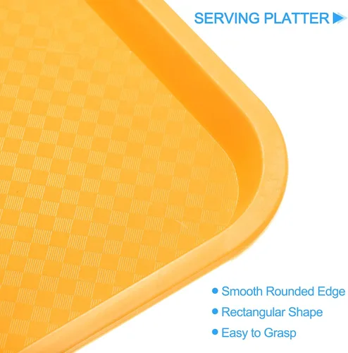 Vista 3 de uxcell Bandejas de plástico de comida rápida a granel de 12 x 16 pulgadas rectangulares para servir, bandejas de cafetería, platos para servir