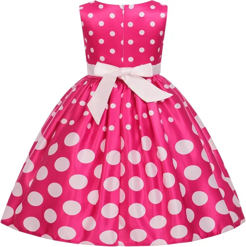Vista 4 de IBTOM CASTLE - Disfraz de princesa de lunares para bebé, para cumpleaños, fiesta de disfraces, cosplay, ropa de baile, con orejas de ratón