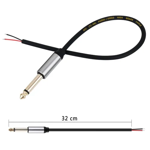 Vista 4 de HIEbee Reemplazo de 0.250 in macho a cable desnudo extremo abierto TS 2 polos mono 1/4 pulgadas 0.250 in conector conector conector de audio