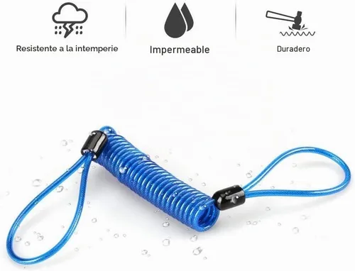 Vista 7 de Cable de bloqueo de disco, cable de seguridad de acero de seguridad, cuerda de recordatorio para scooter, motocicleta, motocicleta, vehículo