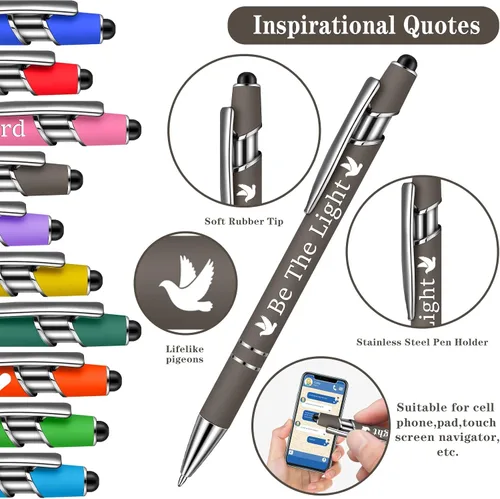 Vista 2 de 10 piezas bolígrafos para oficina, con citas inspiradoras sarcásticas, lápiz stylus táctil para pantalla, escrituras alentadoras, tinta negra