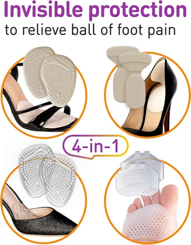 Vista 2 de Cojines de bola de pie para zapatos de tacón alto, almohadillas metatarsianas para mujeres, insertos de gel suave para zapatos que alivian el dolor