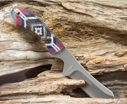 Vista 3 de WHISKEY BENT HAT CO. Sendero Caper 440 Cuchillo de hoja fija de acero inoxidable con funda de cuero (Arizonan)