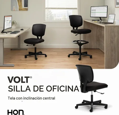 Vista 8 de HON Volt Silla ergonómica de oficina, sin brazos, silla de escritorio de Parte trasera de tela