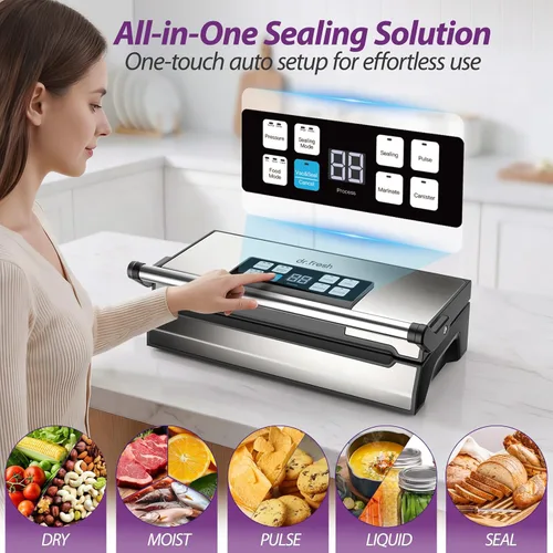 Vista 4 de 98kPa Vacuum Sealer for Food, 10-in-1 Vacuum Sealer Machine