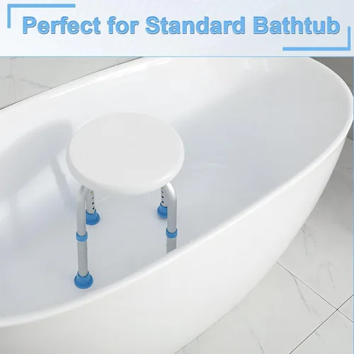 Vista 6 de SOUHEILO Silla de ducha ajustable para ducha interior, taburete de ducha redondo elegible para HSA/FSA para bañera interior, asiento de ducha sin