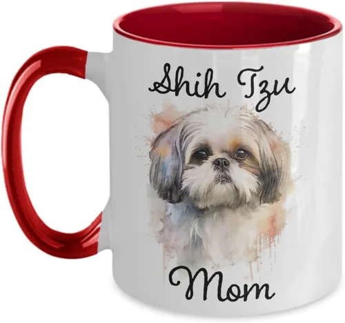 Vista 5 de Taza de café Shih Tzu Mom, taza conmemorativa de acuarela para mascotas. Regalos para mamás de perros, regalo para amantes de los perros