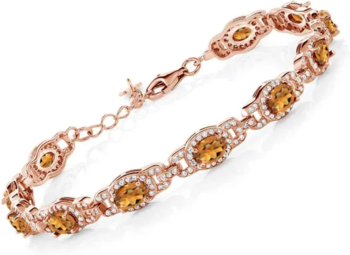 Vista 49 de Gem Stone King 18K Rose Gold Plated Silver Oval Gemstone Birthstone Tennis Bracelet For Women Oval 6X4MM 7 Inch With 1 Inch Extender Fine