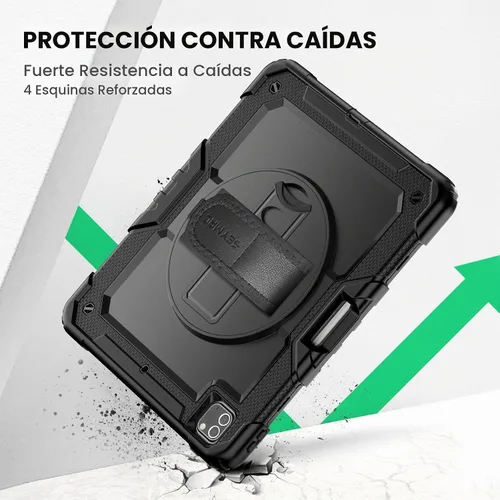 Vista 8 de SEYMAC Funda para iPad Pro 12.9 2022/2021/2020/2018, resistente protección a prueba de golpes con protector de pantalla, soporte giratorio de 360°