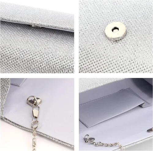 Vista 8 de Naimo - Deslumbrante bolsa pequeña de solapa, con cadena desmontable para eventos nocturnos.