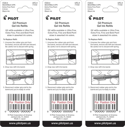 Vista 3 de Pilot G2 - Recambios de tinta de gel, punta extrafina, 0.020 in, tinta negra, 6 recambios