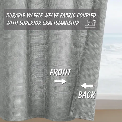 Vista 6 de Home Queen Cortinas de Gofre de Nivel Repelentes al Agua para Ventana de Baño, Cortinas de Media Ventana para Cocina, 30 A x 45 L Pulgadas Cada Una