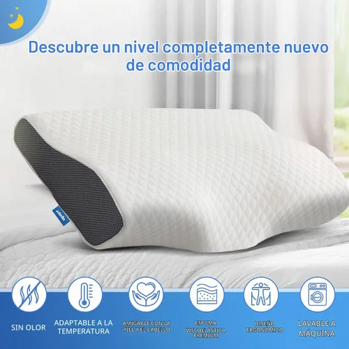 Vista 4 de Derila - Almohada cervical para dormir, espuma viscoelástica de 19.7 x 11.8 pulgadas