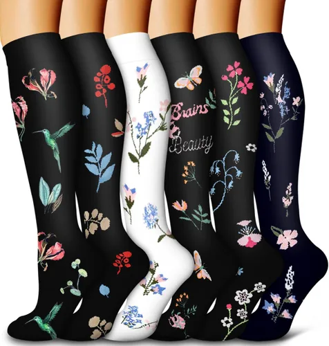 Vista 10 de Bluemaple Paquete de 6 calcetines de compresión de cobre para mujeres y hombres, el mejor apoyo para médicos, correr, enfermería, atletismo