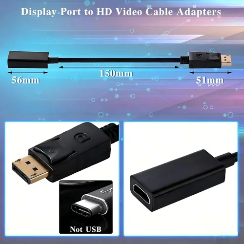 Vista 2 de Chuangdi Paquete de 10 adaptadores de cable de video DisplayPort a HD 4K