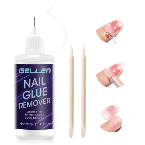 Vista 12 de Gellen 2 unidades de removedor de pegamento de uñas Pinpoint para prensas, removedor de pegamento suave sin acetona, removedor multifuncional