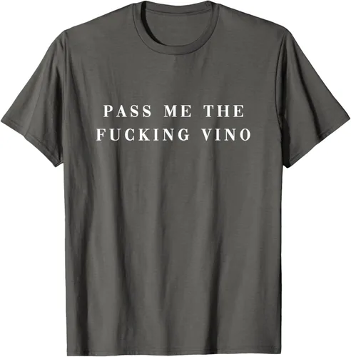 Vista 51 de Pásame el maldito Vino. Camiseta divertida con texto en inglés «Wine nice lettering AM PM Fun»