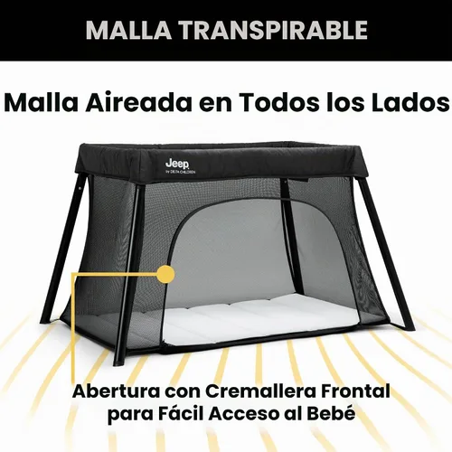 Vista 4 de Jeep Horizon Compact Travel 2 en 1 - Patio de juegos y moisés, color negro