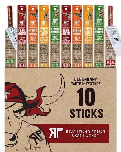 Vista 12 de Righteous Felon Palitos de carne Palitos de carne 100% Palitos de carne sin gluten y keto Palitos de carne bajos en azúcar y altos