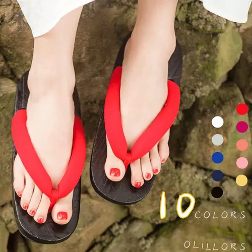 Vista 3 de Flip Flop Zapatillas de madera para hombre y mujer de secado rápido Zuecos japoneses sandalias planas de madera zapatos japoneses de cosplay