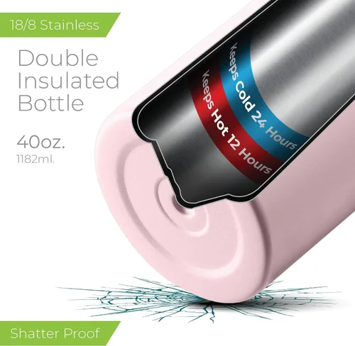 Vista 21 de SIPX™ Botella de Agua Aislada de 18 oz con 3 Tapas – Acero Inoxidable a Prueba de Fugas, Triple Aislamiento – Frío 24 Horas/Caliente 12 Horas – Negro