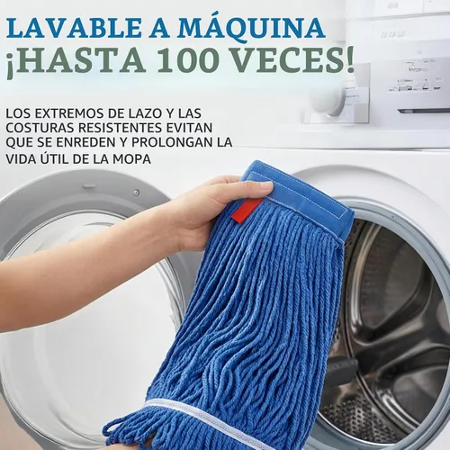 Vista 7 de KLEEN HANDLER Reemplazo de cabezal de trapeador comercial de extremo de bucle de 24 onzas, paquete de 3