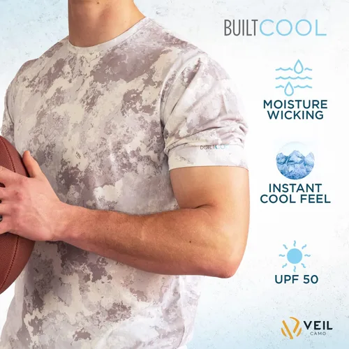 Vista 5 de BuiltCool - Camisa de cuello redondo para hombre, secado rápido, absorción de humedad instantánea, protección solar UPF 50