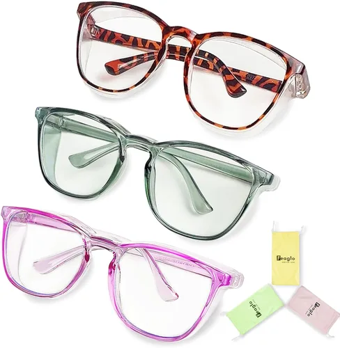 Vista 10 de Feaglo Lentes de seguridad, antivaho para mujeres y hombres, bloqueo de luz azul, elegantes gafas de protección para los ojos, escudo lateral