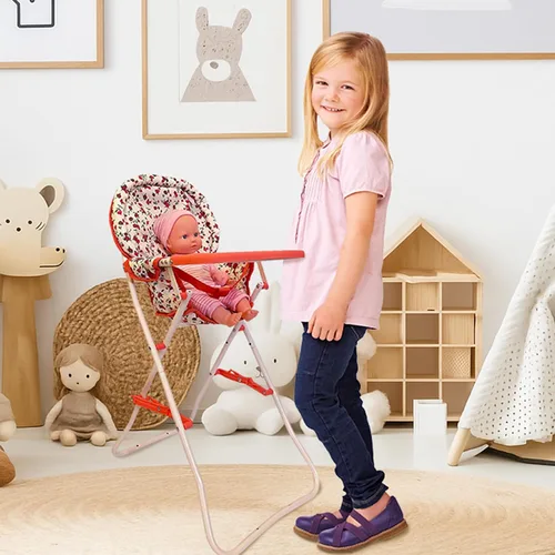 Vista 4 de Silla alta plegable para muñeca de bebé, accesorios para muñecas, muñecas y accesorios para silla alta para muñecas de 18 pulgadas, juego