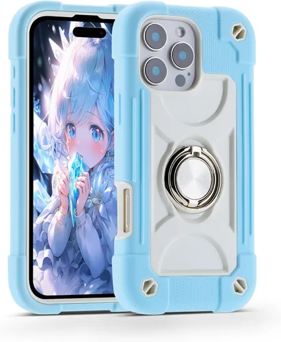 Vista 109 de MARKILL Funda compatible con iPhone 14 Pro de 6.1 pulgadas con soporte de anillo integrado, protección contra caídas de grado militar, carcasa Palta