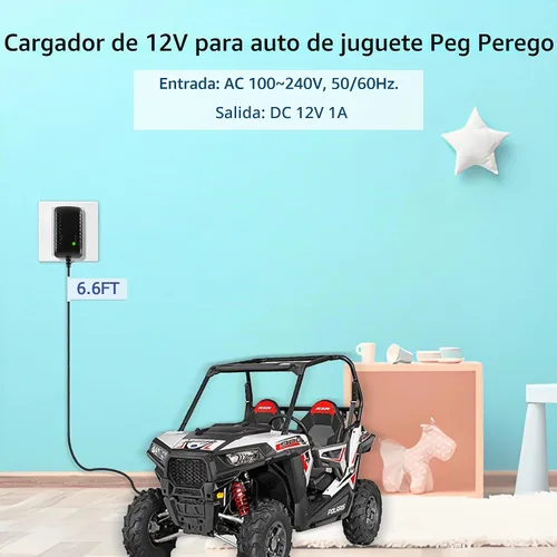 Vista 2 de Cargador de 12 V para batería de tractor Peg Perego John Deere, cargador de batería de 12 voltios para tractor John Deere Ground Force, John Deere