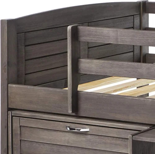 Vista 7 de Donco Kids Louver Twin Antique Grey Modular Low Loft Bed - Grupo B